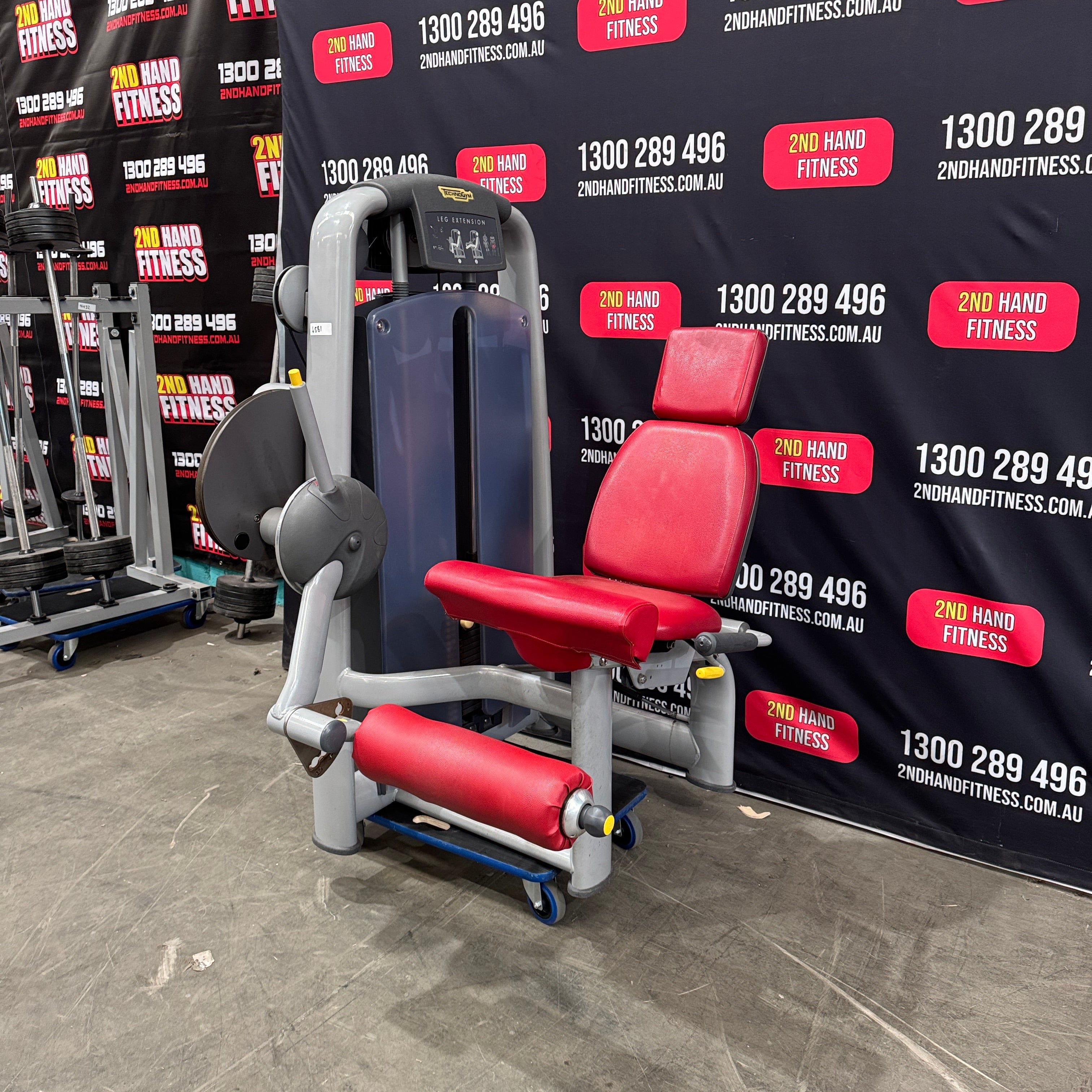 Technogym Selection Leg Extension - Silver Frame, Red Upholstery