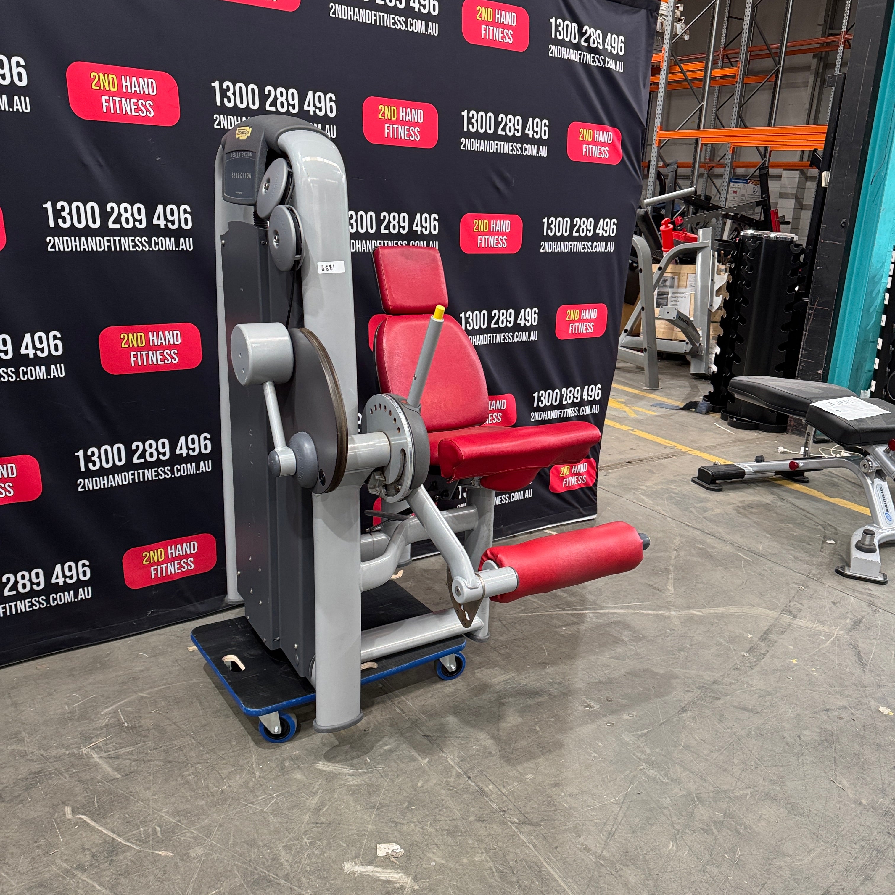 Technogym Selection Leg Extension - Silver Frame, Red Upholstery