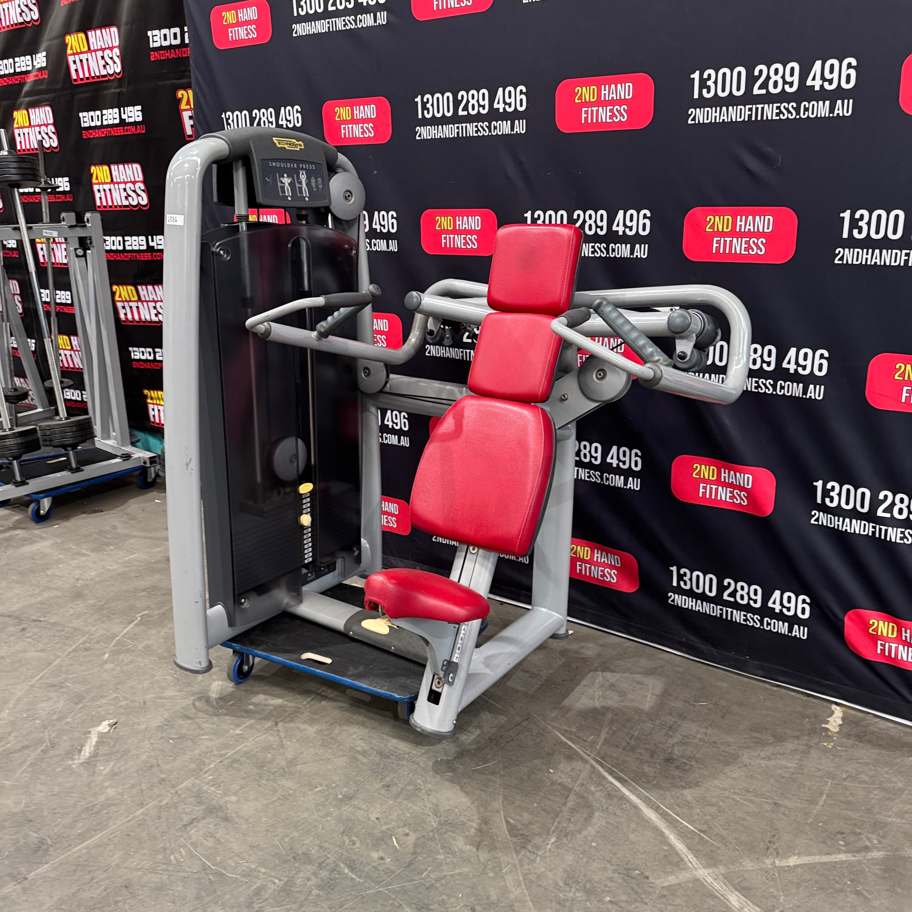 Technogym Selection Shoulder Press - Silver Frame, Red Upholstery